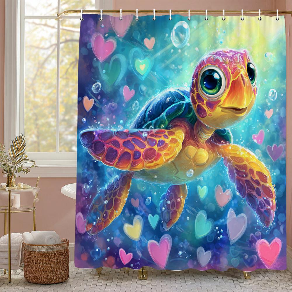 

Sea Turtle Fun Shower Curtain For Beach Theme Bathroom Decorative Shower Curtain, Waterproof Shower Curtain With Hooks W60H190(CM)-1 Pcs