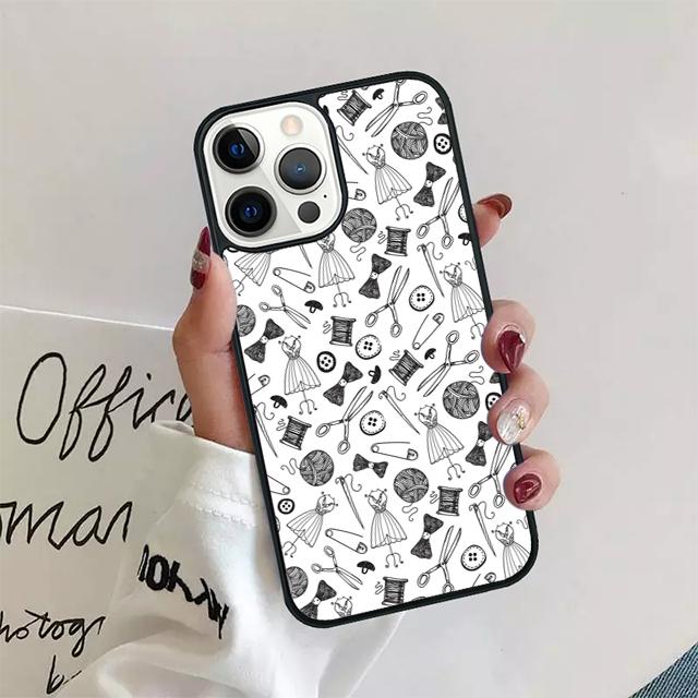 Sewing Scissors Buttons Phone Case Cover For iPhone 17 Air 15 16 14 13 12 Pro Max 11 Pro Max Plus Coque Shell