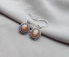 Peach Moonstone Earrings: 925 Sterling Silver Boho Dangle Jewelry