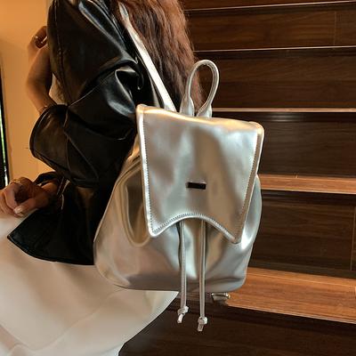Popular Casual Women Leather Backpack  Spring Autumn Fashionable All-Matched Girls Schoolbag Simple Female Travel Pack