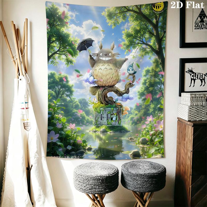 Neighbor Totoro Magical Journey Tapestry Background Cloth Wallmounted Home Decor Background Wall Hanging Cloth Homestay Soft Decoration Tapestry
