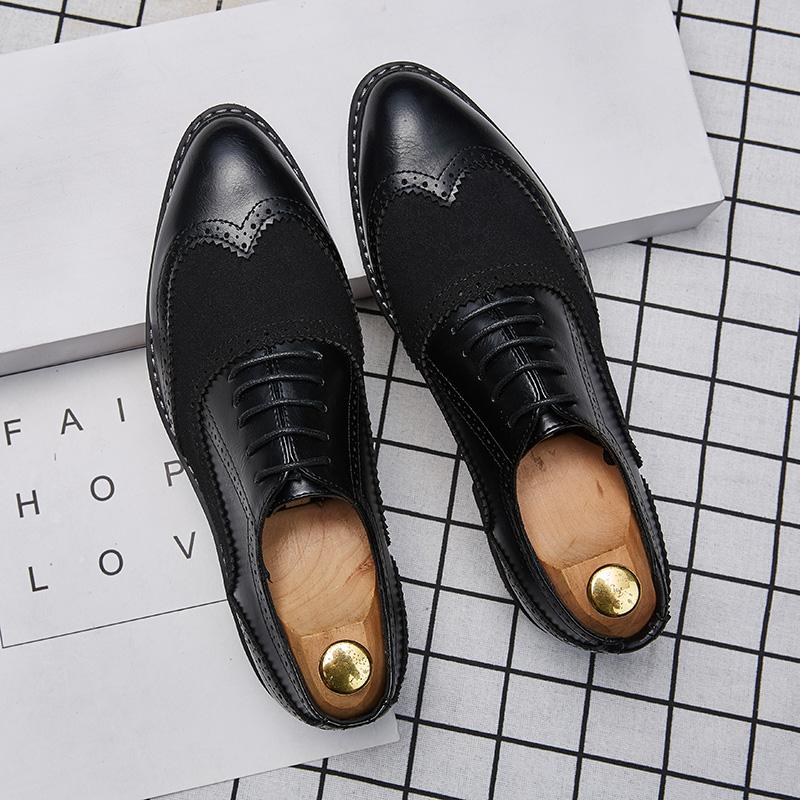 

Модная мужская повседневная обувь из искусственной кожи, весенне-осенние кроссовки для отдыха, оксфорды для прогулок, обувь броги в британском стиле, классические туфли дерби 46 чёрный