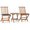 Day and Night - Day and Night Folding Garden Dining Set 3 Pieces Teak Wood Cushions