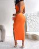 European & American Women's Sleeveless Ribbed Bodycon Dress with Side Slit & Drawstring Detail