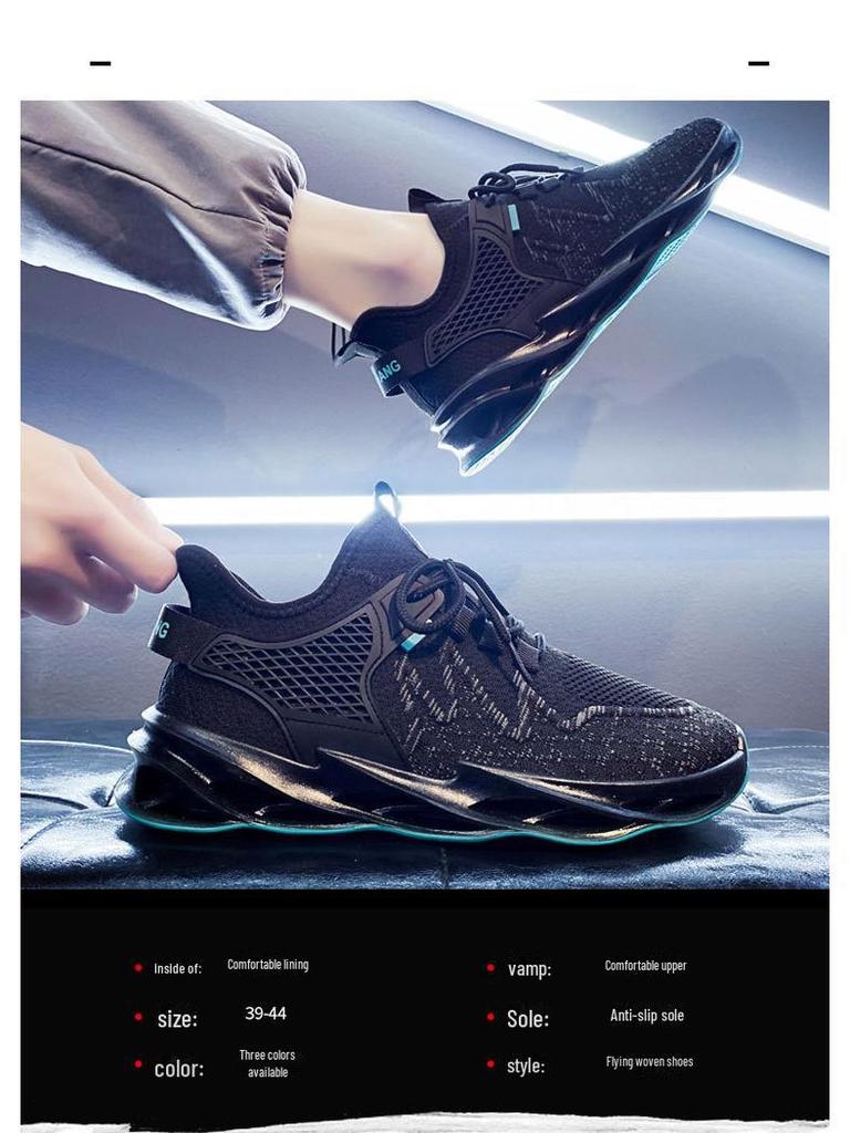 Jesienne Męskie Oddychające Casualowe Sneakersy Blade - Modny Design z Latającej Tkanej Siateczki