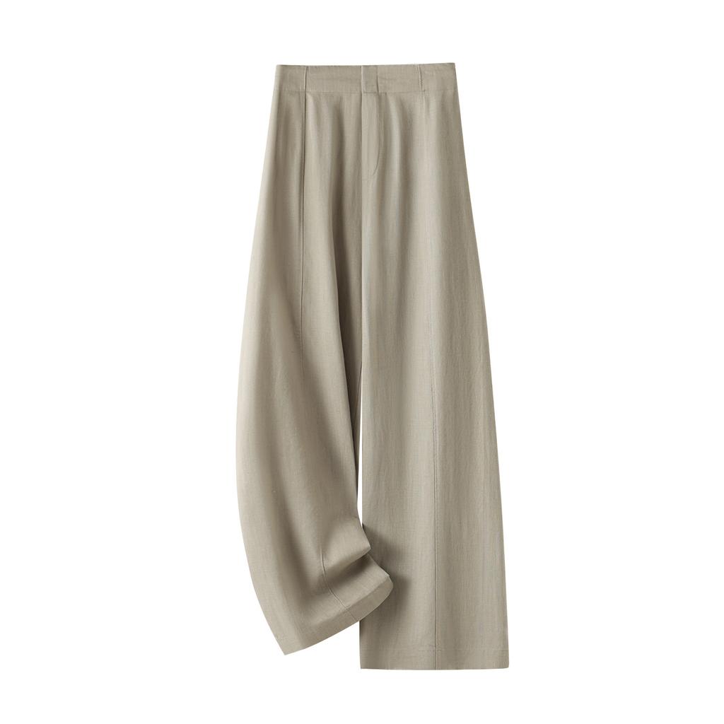 Tencel linen high-waisted commuter suit wide-leg pants women's summer 1116 new loose and thin straight casual pants