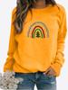 T-shirt à manches longues et col rond pour femme, décontracté, couleur unie, imprimé, ample, idéal pour l'automne et l'hiver