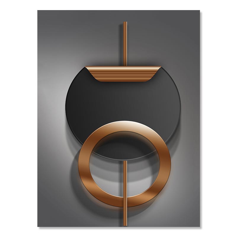 Poster Canvas Geometric Negru Cupru Artă de Perete Abstractă Pictură Nordică Imagine Camera de Zi Decor Acasă