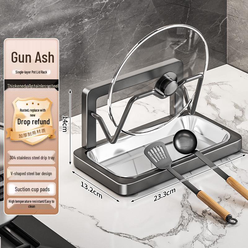 Multi-functional Kitchen Countertop Rack for Pot Lids, Spoons, and Spatulas