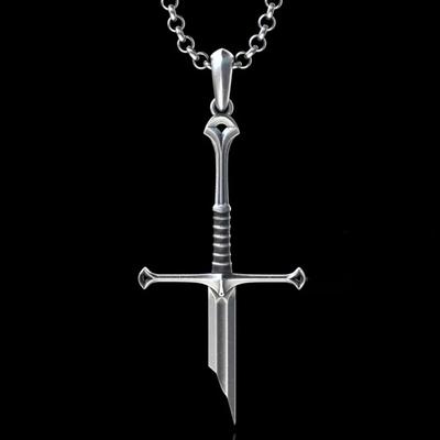 Personality Gothic Silver Color Warrior Broken Sword Cross Pendant Necklace for Women Men Hallowmas Hip-hop Punk Jewelry Gifts