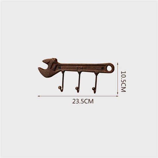 1Pc Vintage Wall Hook Hanger Key Clothes Hanger Rack Wall Mounted 3-Hook Metal Spanner-Shaped Hook For Home Bedroom