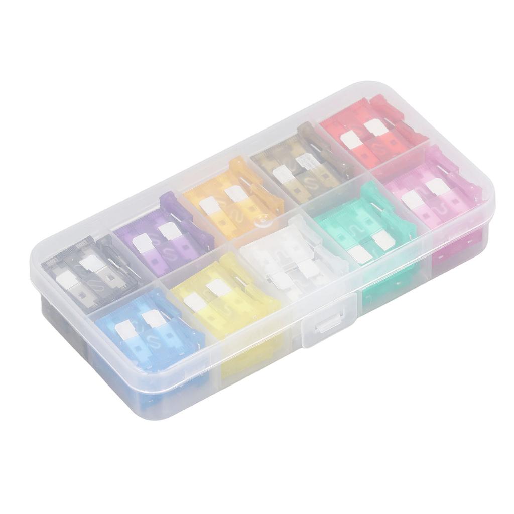 100 szt. Samochodowy Bezpiecznik Płytkowy Średni 2A?Zestaw 35A 10 typów bezpieczników do ochrony