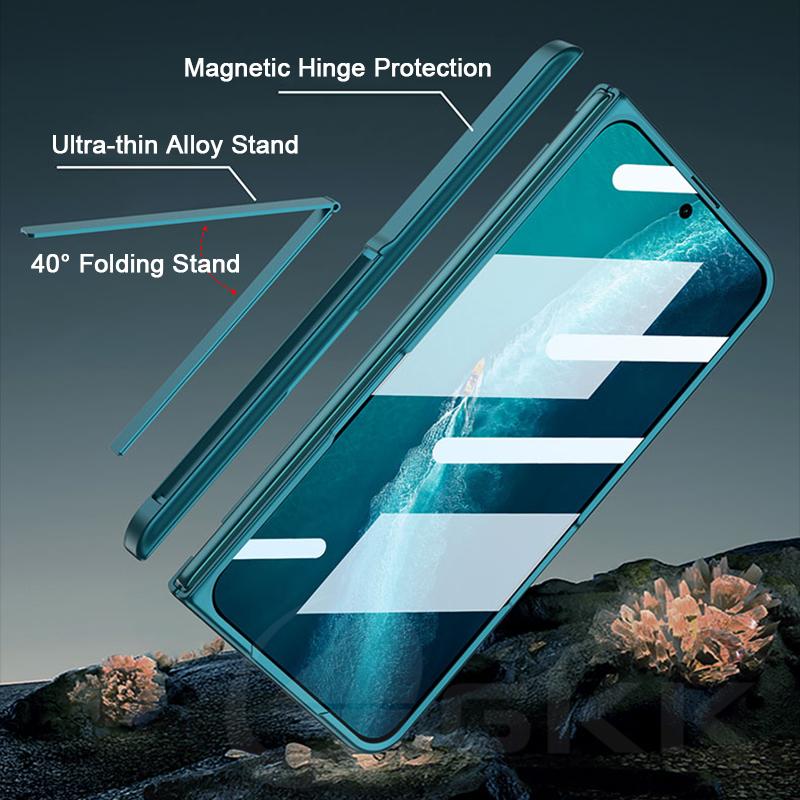 Magnetischer Scharnier-Rüstungshalter-Koffer für Vivo X Fold 6 5 Vorderbildschirmglas All-inclusive Kunststoff Mattes Cover für Vivo X Fold 6 Hülle