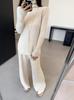 Clearance: High Elasticity Long-Sleeve Sweater & Half-Skirt Trousers Set (Non-Returnable)