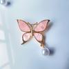 Butterfly Shaped Brooch With Delicate Pearls Accent Modern Waterdrop Aesthetic Alloy Materials Trendy Accessory