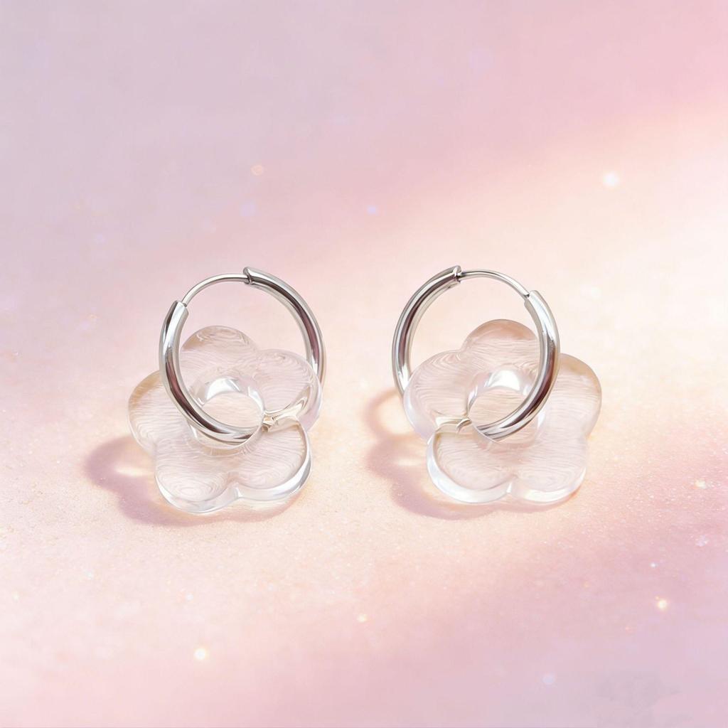 2025 Dopamine-Inspired Enamel Flower Hoop Ear Cuffs - Light Luxury Earrings