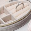 Mini Jewelry Box, Portable Velvet Zipper Jewelry Box, Compact Jewelry Storage Case for Travel, Engagement, Wedding
