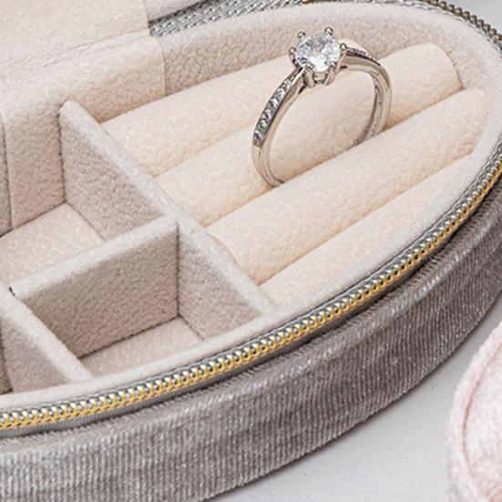 Mini Jewelry Box, Portable Velvet Zipper Jewelry Box, Compact Jewelry Storage Case for Travel, Engagement, Wedding