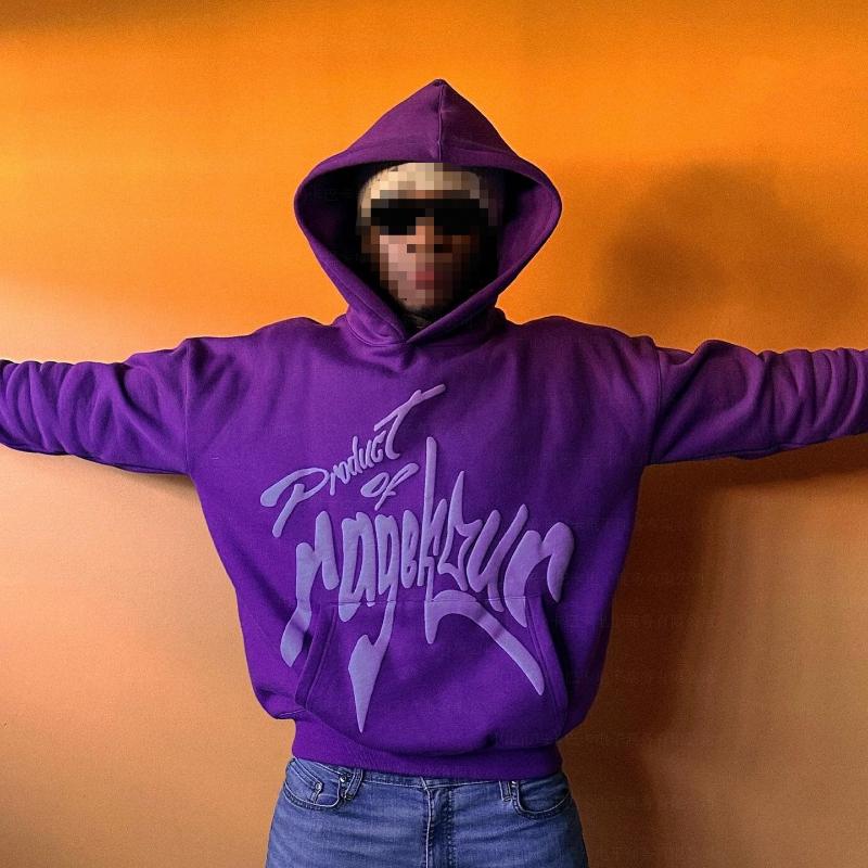 European and American Autumn and Winter Letter Foam Printed Retro Men's and Women's Hip-hop Loose Couple Hoodie