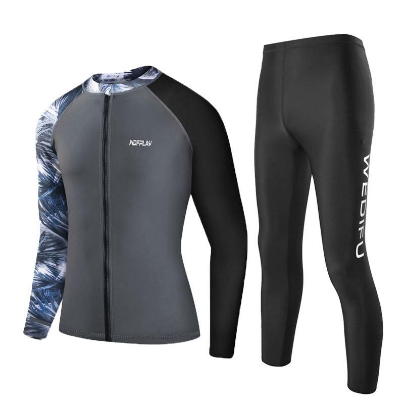 Diving Suit Mens Rash Guard Set UV Protection Quick Dry Long Sleeve Top Pants Surfing Snorkeling Swimming
