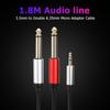 1.8M Hifi Audio Cable Mini Jack 3.5mm to Dual 6.35mm for PC Headphone Mixing Console3.5 to 2 Jack 6.5 Mono Adapter CableGood product