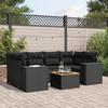 VidaXL Garden Lounge Set 7 Pcs with Cushions Black Wicker 3257672