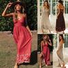 2026 Summer Bohemian V-neck Spaghetti Strap Floral Maxi Dress