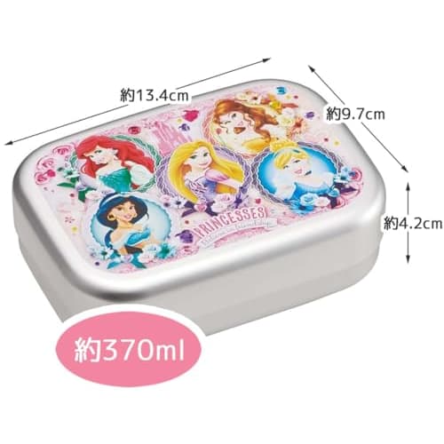 Skater Bento Box Aluminum 370ml Warm Ware Compatible for Children Disney Princess 24 Made In Japan ALB5NV-A