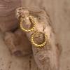 Geometric Hammered Stainless Steel 18K Gold Stud Earrings - Fashionable Ear Ornaments