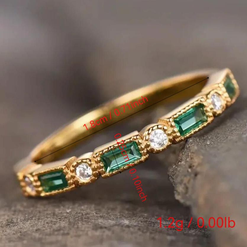 Retro Brass Micro-Inlaid Zircon Ring: Unique and Stylish Thin Band for Everyday Wear