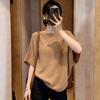 Women's Short Sleeve Knit Top Round Neck Commuter Casual Tee Lightweight Solid Color Knit Blouse