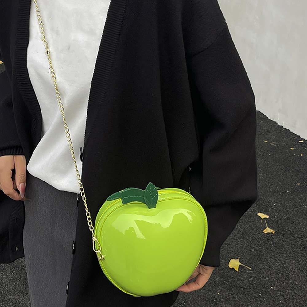 Coin Purse Fruit Shape Chain Bag Large Capacity Solid Color Leather Round Pouch Anti-splash Water Polyester