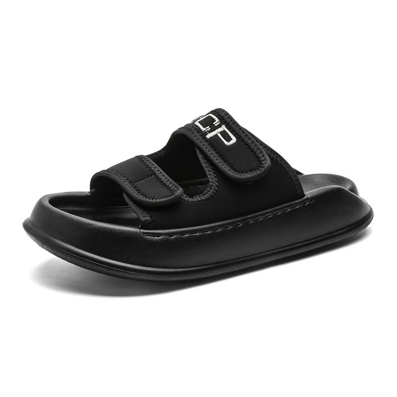 

Fashion 2025 New Men s PU Leather Slippers Mens Slip on Shoes Non-Slip Comfortable House Shoes Indoor Outdoor All-match Sandals for Men 44 чёрный