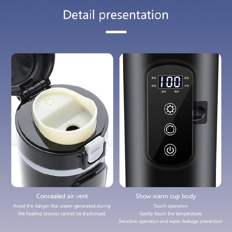 500ml Car Heating Cup Stainless Steel Electric In-car Travel Heating Cup 12V 24V