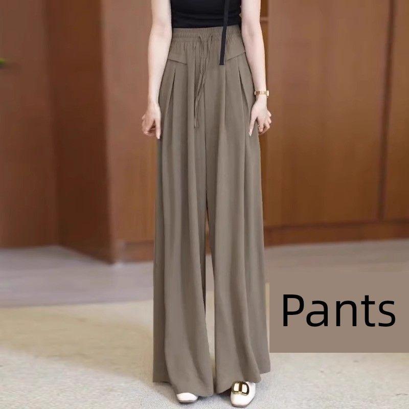 Big Sale Leak-Picking ~ Casual Loose Pants Women's Spring and Summer Thin High Waist Drooping Ruched Idle Style Straight-leg Pants