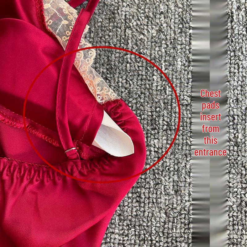 2023 Women's Sexy Summer Two-Piece Pajama Set: Ice Silk Camisole Nightdress & Long Sleeve Robe with Chest Pads