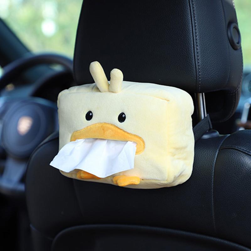Cartoon Tissue Box Holder Cute Short Plush Tissue Boxes Bracket Auto Armrest Box Car Seat Back Car Decorations Car Tissue Holder