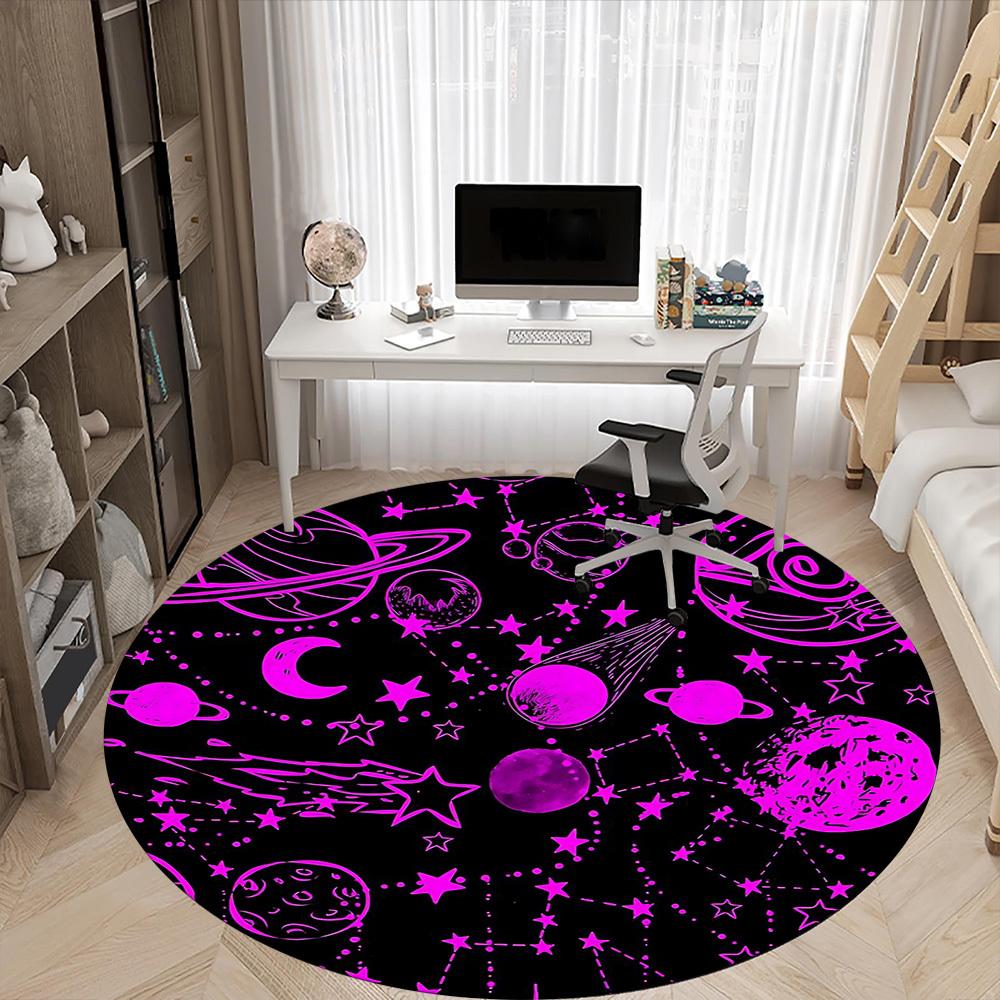 1pc Cosmic Pattern Carpet, Round Non Slip Durable Large Size Office Carpet, Suitable for Office