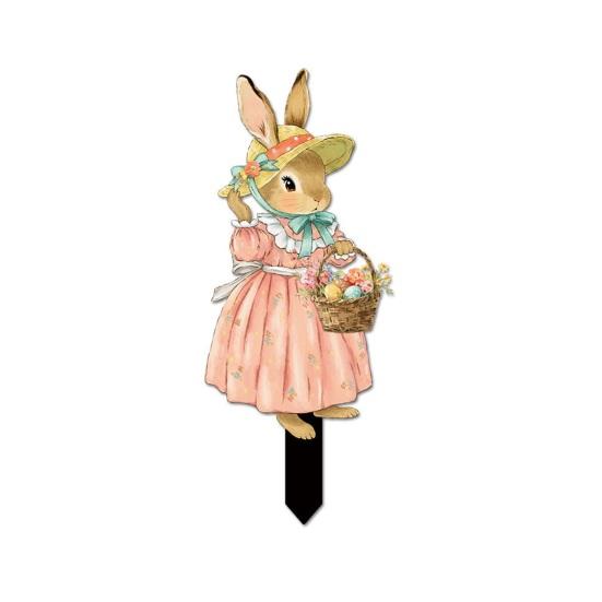 Easter Bunny Garden Stake Weatherproof Spring Yard Art Stake Festive Rabbit Egg Gnome Lawn Stake for Outdoor Planter Flower Bed Easter Decoration