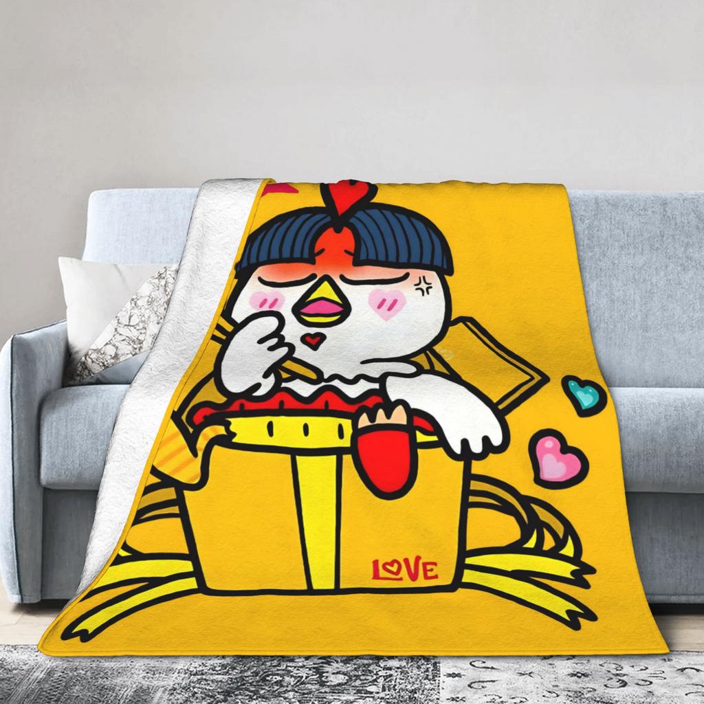 Buldak Ramen Chicken Flannel Blanket Autumn  Super Warm Throw Blanket for Kids Living Room Pattern Bedspread Sofa Bed Cover