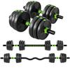 Adjustable Dumbbell Set, 20 Kg, 3-in-1, Extension Bar, Black