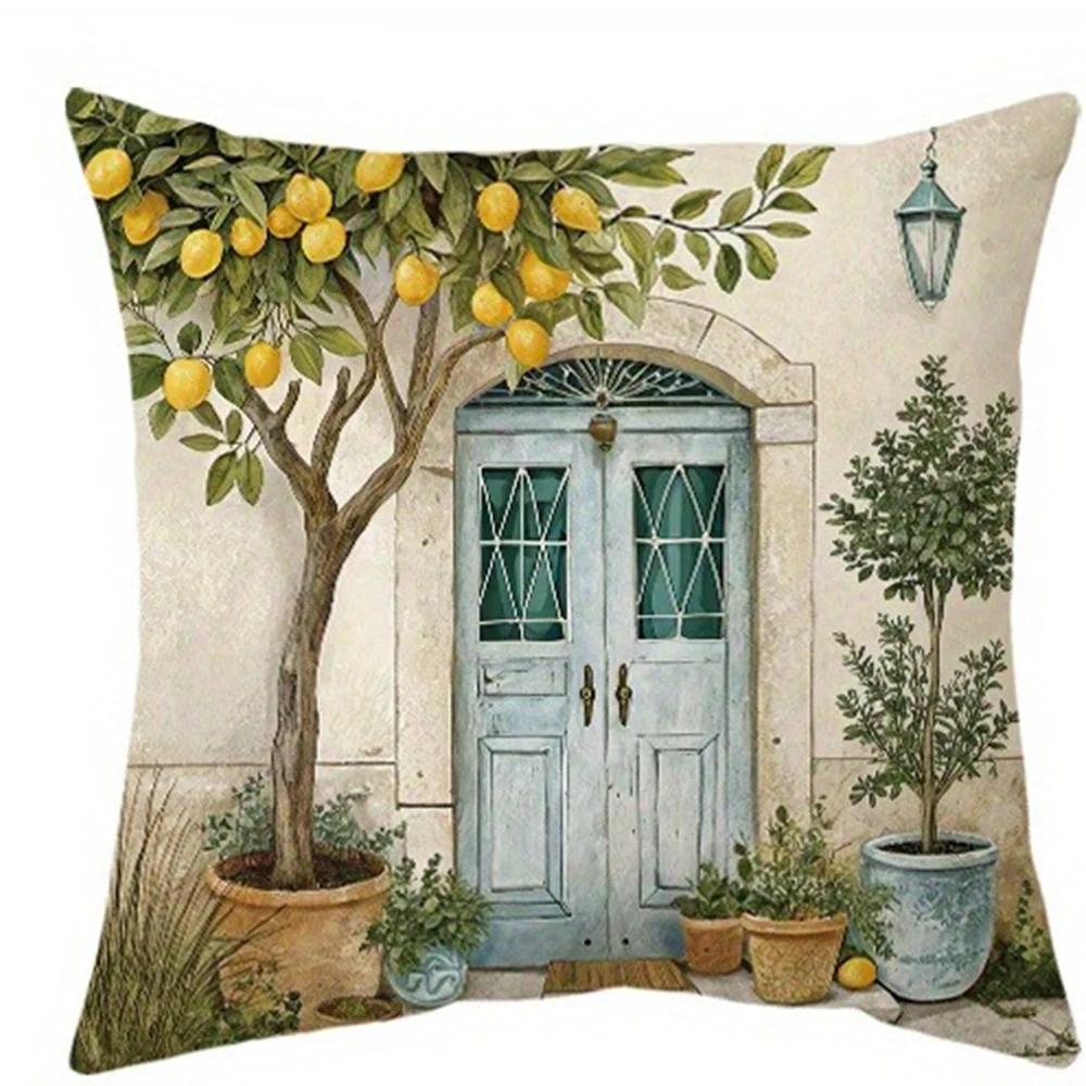 Refreshing Lemon - Themed Pillow CoversLiving Room Sofa Cushion Cover, Soft and Comfortable, Bedroom Room Decoration
