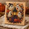 Happy Halloween Atmosphere Decor Ghost Faux Pearl Art DIY Kit Spooky 3D Bead Unique Home Painting Crafts Gothic Wall for Adults Beginners Decorative