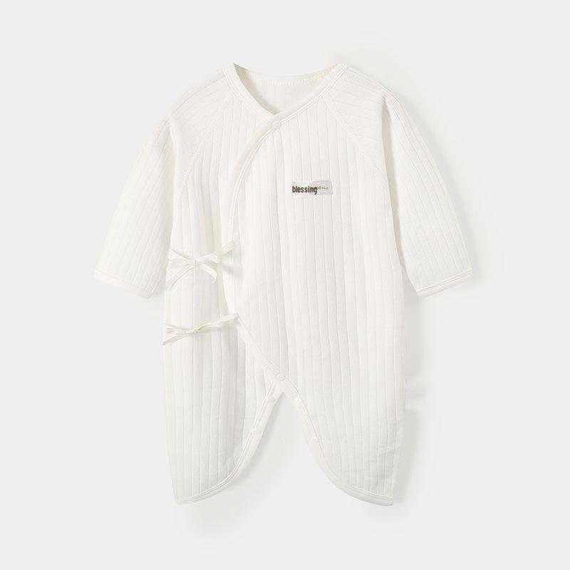 Newborn Pure Cotton Butterfly Bodysuit: Four Seasons Tie-Up, Boneless Design Jumpsuit