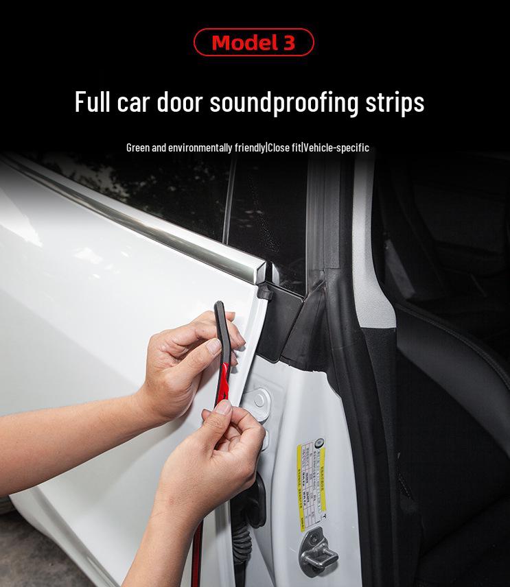 Tesla Model 3 Schalldämmungs-Dichtungsstreifen-Set - Komplettes Auto- und Kofferraumtür-Kit