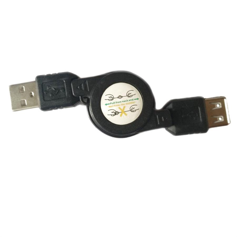 31Inch USB 2.0 A Male To A Female M/F Extension Retractable Cord USB Cable Black