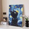 Black Cat DIY Diamond Art Painting Kit with Shiny Resin Diamonds for Adults Relaxing Craft Wall Decor and Handmade Gift Idea Set Decor