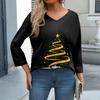 Women's Casual Fashionable Sexy Comfortable V-Neck Christmas Three-Quarter Sleeve Top