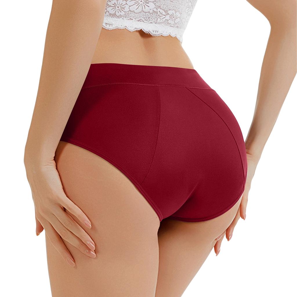 Women’s Breathable Mid Waist Period Underwear Leakproof Reusable Absorbent Briefs for Menstrual Protection Comfort Fit