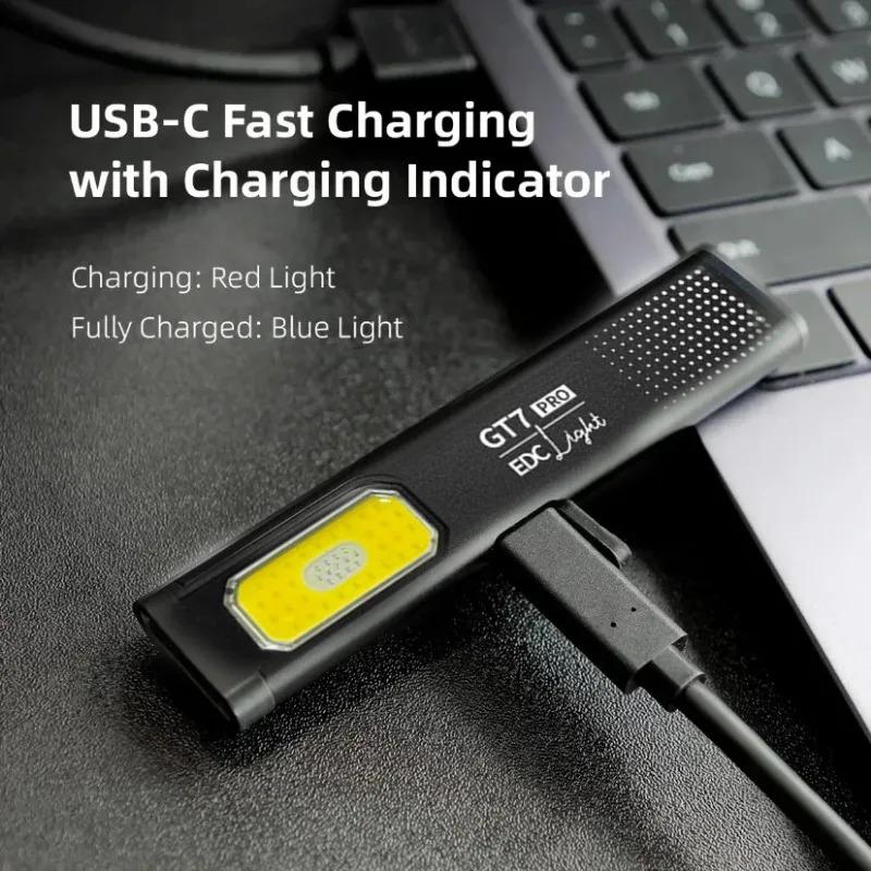 Magnetic Work Light 5 Light Modes 37g Ultra Lightweight EDC Portable Hands Free Rechargeable Clip on Flashlight Outdoor Repair